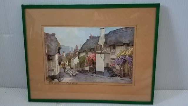 The Ship Inn Print Porlock Somerset UK 5.4x3.5 Under Glass Travel Souvenir