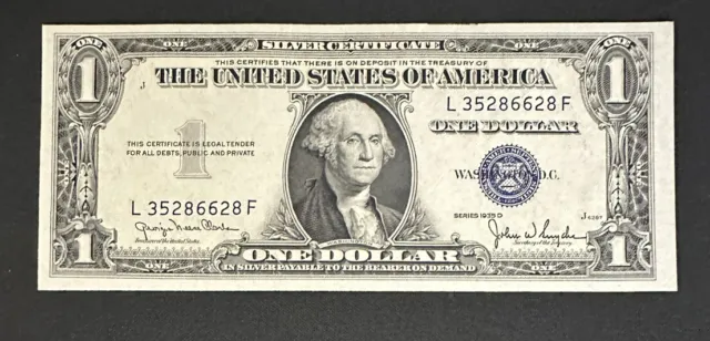 1935 D $1 Dollar Silver Certificate Blue Seal Nice Crisp Note
