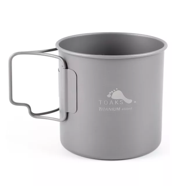 ToaksTitanium Camping Cup 450ml with Folding Handles Outdoor Coffee Mug Hiking