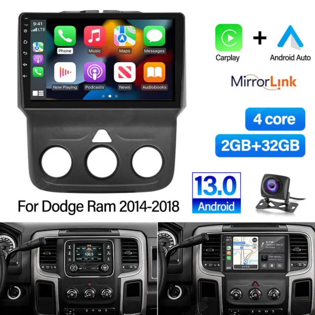 Android 13.0 Carplay Car Stereo Radio GPS For Dodge Ram 1500 2500 3500 2014-2018