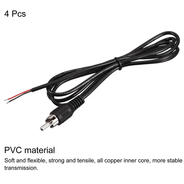 SIOCEN Paquete De 3 Cables RCA A Desnudo, Cable De Altavoz, Conector Macho RCA, Adaptador A Cable Desnudo, Extremo Abierto, Coleta, Audio Y Video, RCA Para Amplificador Receptor AV, Reparación De
