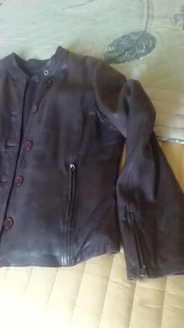 Veste Cuir Femme Chevignon Marron Taille L - Occasion Très Bon état, Doublure Laine