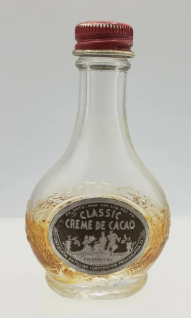 Vintage c.1934 Liqueur 1/16 Miniature Bottle Continental Creme de Cacao Phila.PA