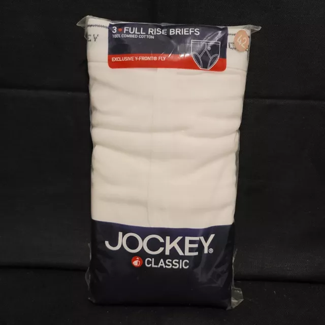 Vintage 2004 Jockey Full Rise Briefs Pack of 3 Size 42 White Underwear Y-FRONT