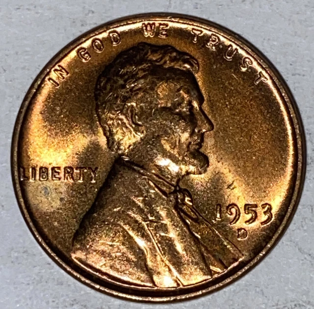RED BU 1953-D LINCOLN WHEAT PENNY Denver Uncirculated Cent Same Coin in Pics C11