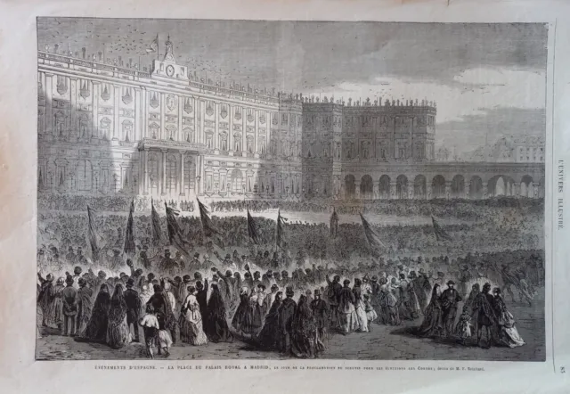 Place du palais Royal à Madrid., Élections aux Cortes.....1869