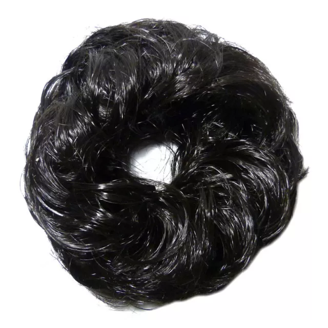 CHOUCHOU POSTICHE faux cheveux idéal rajout chignon BRUN sombre QUASI NOIR