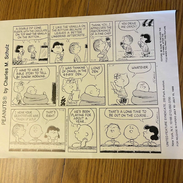 PEANUTS COMIC STRIPS Charles Schulz Original Editors Template Print 7
