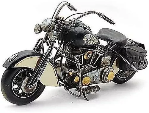 Indian Chief Motorrad Metall Vintage Schwarz Retro Motorrad Ornament - 36cm
