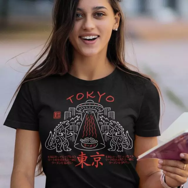 Tokyo Godzilla Ramen Short Sleeve Tee, Japanese Godzilla Graphic T Shirt 3