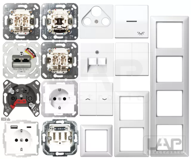 JUNG AS500 Prise Interrupteur Bouton Bascule Cadre USB Blanc Alpin