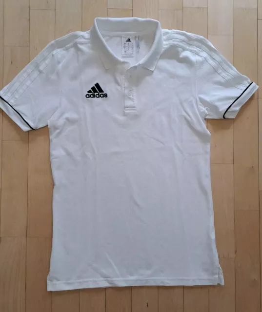 Neuwertiges weißes ADIDAS Piqué Poloshirt S 170 Polohemd Polo Shirt Climalite oE