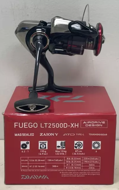 Daiwa Fuego LT Spinning Fishing Reel Gear Ratio 6.2:1 Drag 22 FGLT2500D-XH