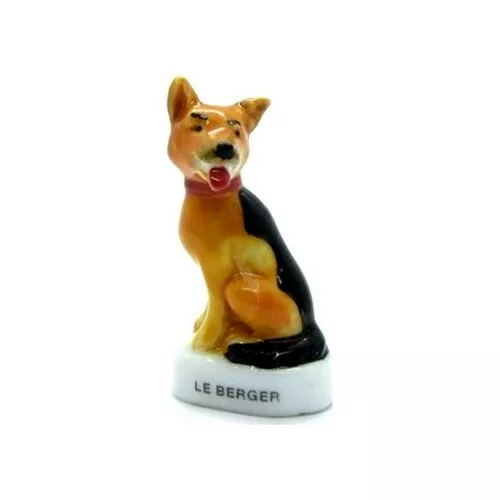 Fève de collection en porcelaine _ CHIEN LE BERGER _ Objet de vitrine miniature