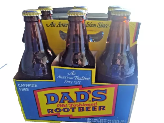 Vtg-Dad's Old Fashioned Root Beer Six Pack Carton-FULL-NR 12 oz Bottles