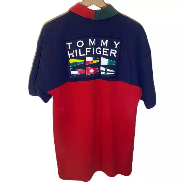 VTG TOMMY HILFIGER Sailing Gear Polo Shirt Multi Color Tee Men’s Size ...