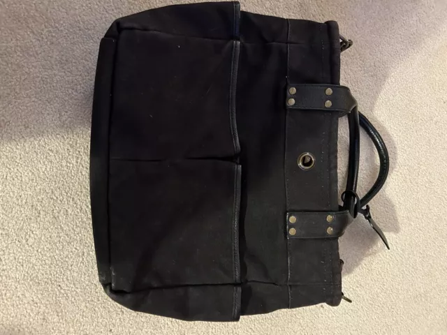 Levenger Oxford Book Bag Tote Black Canvas Crossbody Strap Work