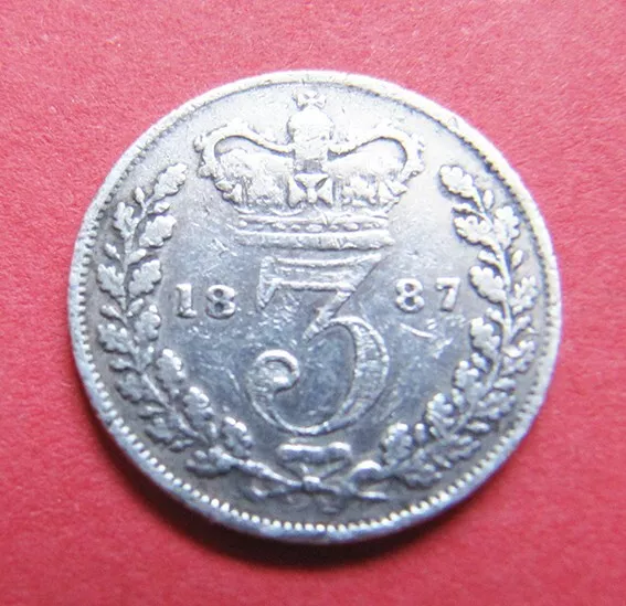 A nice 1887 'Young Head' Victoria silver threepence coin