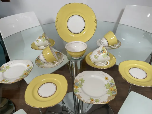 Vintage Bone China Tea Set, Yellow Mix & Match