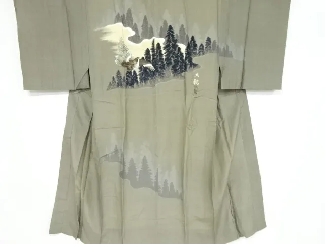 82506# Japanese Kimono / Antique Mens Juban / Tree With Hawk