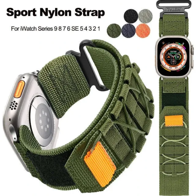 Military Nylon Armband Für Apple Watch Ultra 2 49mm Series 9 8 7 6 5 4 3 2 SE DE