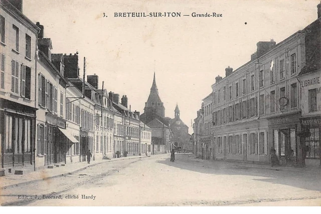 27 .n° 108409 .  breteuil sur iton . librairie .cafe restaurant .eglise .grand