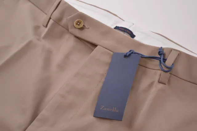 Zanella NWT Dress Pants Size 38 In Solid Khaki Tan Wool Devon