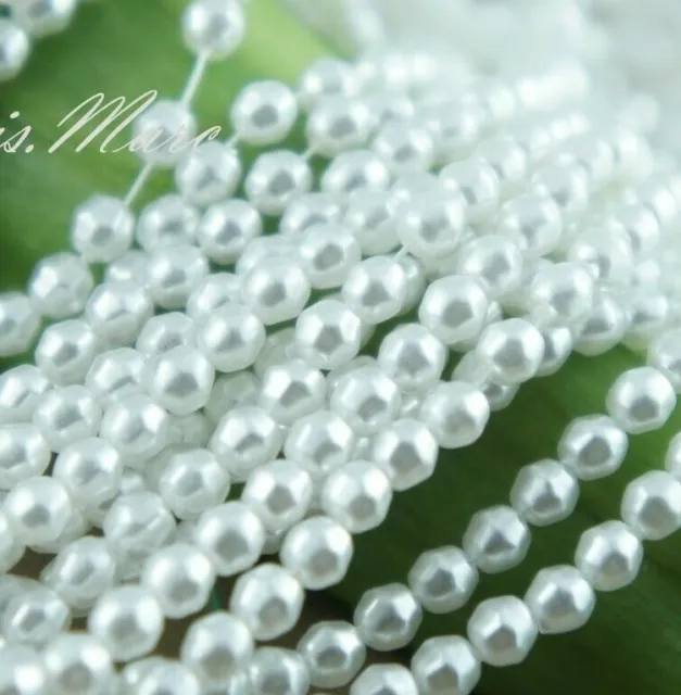 158pcs Pearl Beads 4mm faceted White Color Imitation Plastic Pearl Spacer