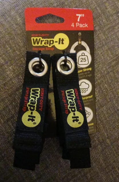 Wrap-It 104-10BX Storage Straps, Black, 7 Inch. 4 Pack. Bx48