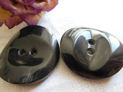 duo gros boutons vintage en bois foncé marron  manteau 3,5 cm ref 5070 