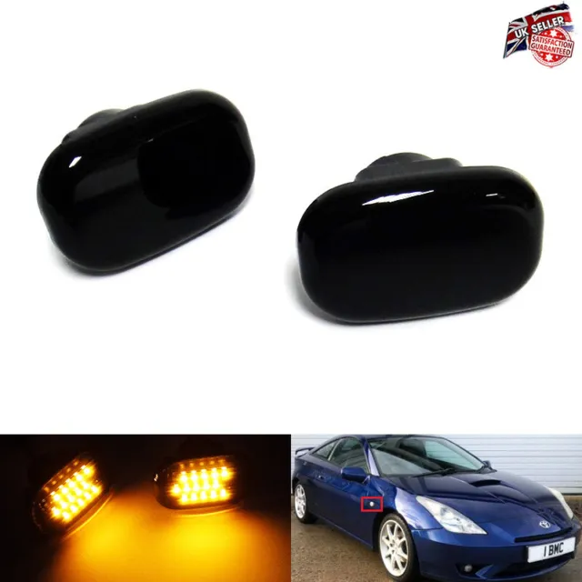 2x Black Side Indicator LED Signal Light For Celica Corolla MR2 Supra Hilux MK7