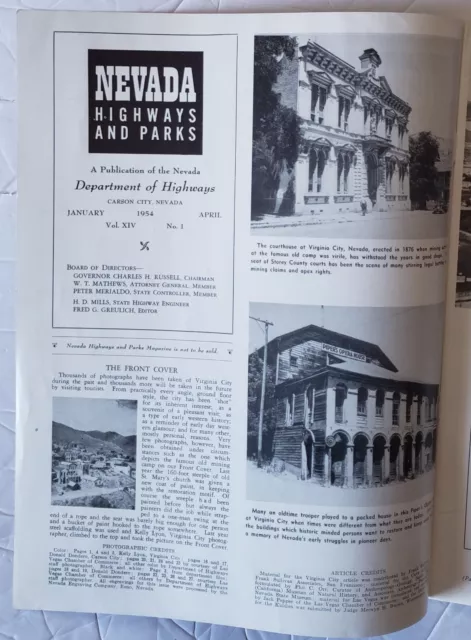 Nevada Highways and Parks Magazine January - April 1954 Virginia City Las Vegas 2