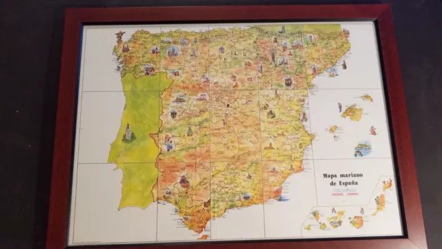 Vintage Framed Large Map Of Spain In Spanish