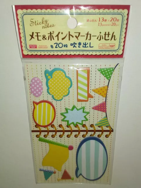 13 Patterns X 20 Pieces Daiso Speech Talking Thought Flag Triangle Sticky Notes