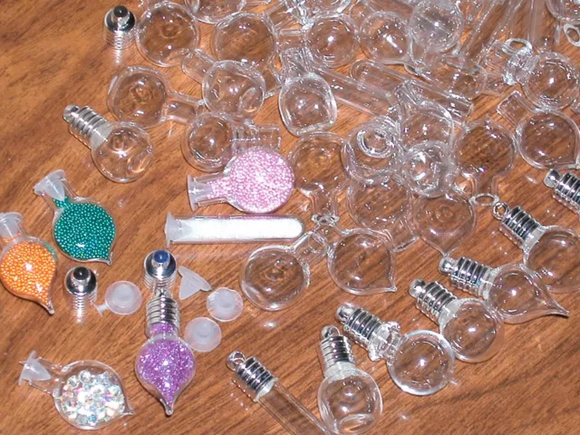 10 Magic Fairy glitter pixie bottles vial charm crystal ball Lot 3