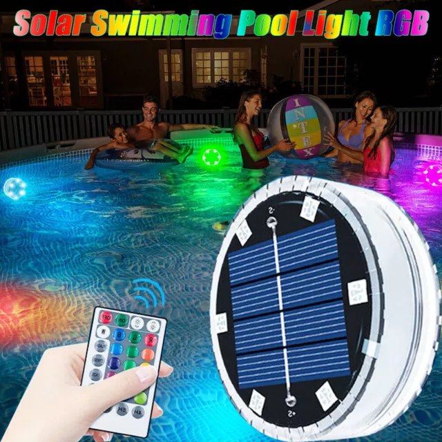 Solar Swimming Pool Light RGB LED Colorful Underwater Lighting Submersible Lamp
