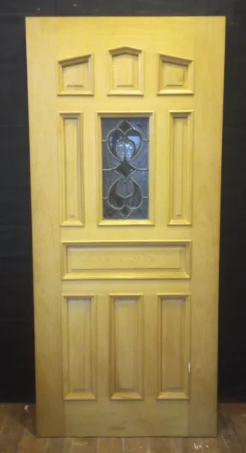 Wood & Leaded Florentine Glass Nine Raised Panel Exterior Door 36" x 80"
