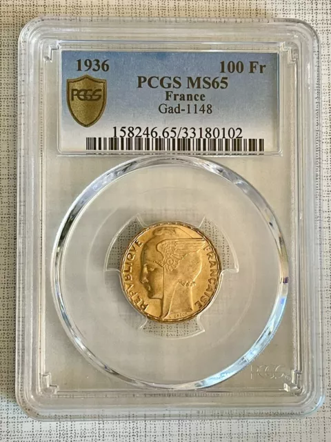 France 1936 Gad-1148 100 Francs Gold PCGS MS65 SKU#5315