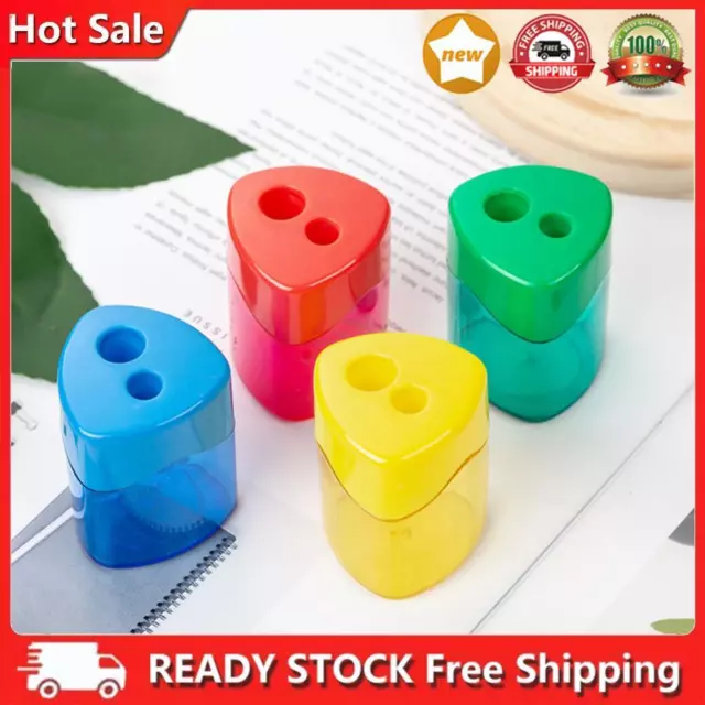 12pcs Small Sharpeners Transparent Double Hole Sharpener with Lid for Students