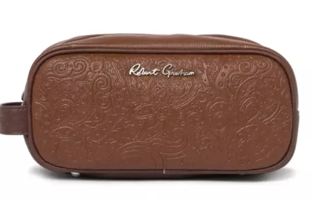 Robert Graham Grand Prix Shave Kit-Toiletry Bag- Brown  NWT