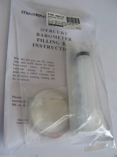 Filling kit for Mercurious Wheel Banjo Quicksilver Barometer Tubes. Capillary.