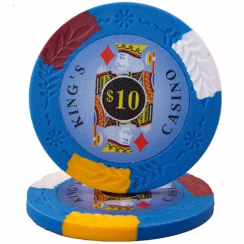 25 ct Blue $10 Ten Dollars "King's Casino" Series 14 Grams Poker Chips