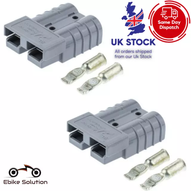 Pair of Anderson Type SB50A 50 Amp Connectors Grey Plug Terminal  Battery UK