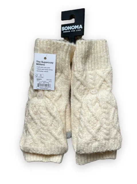 Sonoma The Supercozy Mittens Women’s OSFA Cold Weather Cable Knit Flip Top Lined