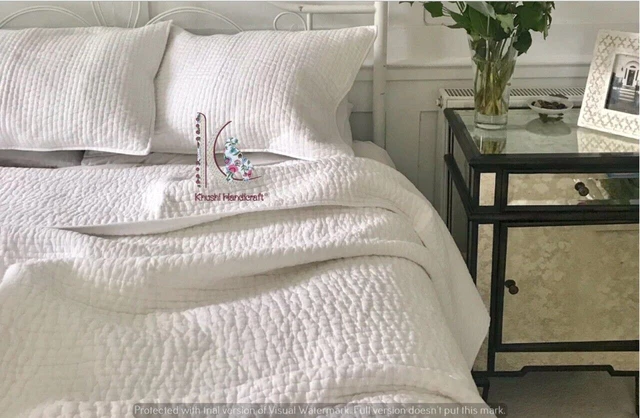 Solid Kantha Decke, 1 Kissenbezug, Winter Decke Baumwolle Steppdecke Einzelbett