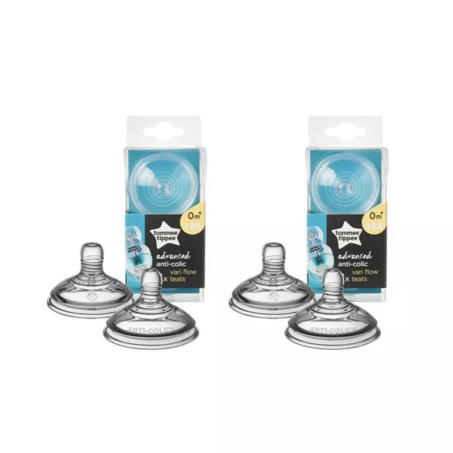 Tommee Tippee (Pack of 4) Advanced Anti Colic VariFlow Teats Age 0m+ BPA free