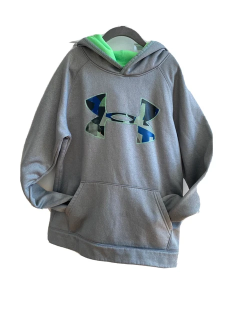 Under Armour Boys Gray/green/Camo Long Sleeve Hoodie Sweatshirt Youth Large