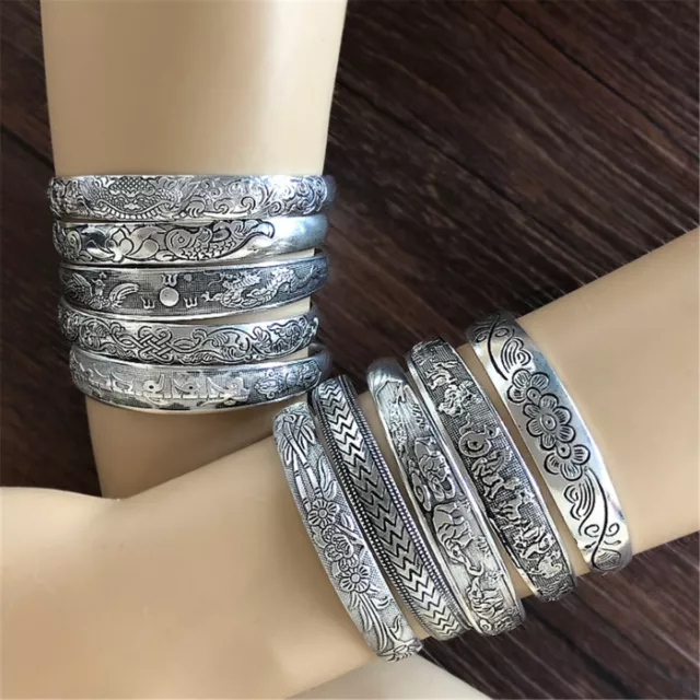 Beautiful Unique Elephant Tibetan Tibet Silver Silver Totem Bangle Cuff Bracelet 2