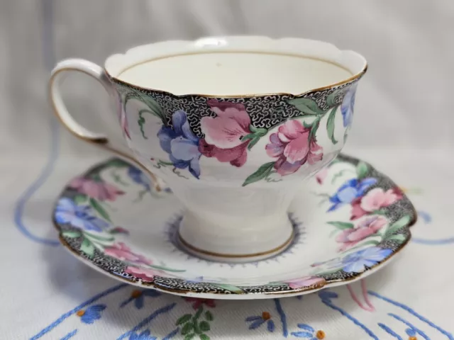 Vintage Paragon Teacup Saucer Sweet Pea Double Warrent Bone China