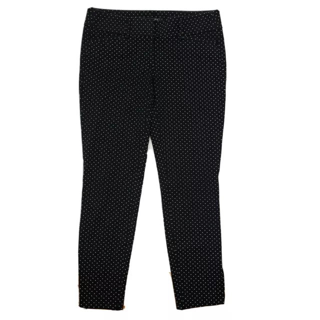 ANN TAYLOR LOFT Black Tan Polka Dot Marisa Zipper Ankle Pants Womens Size 2